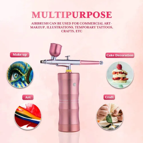 Miniatura 2 de Quevina - Kit de aerógrafo inalámbrico de 27 PSI, mini pistola de aire portátil de mano con compresor, aerógrafo para línea capilar de peluquería