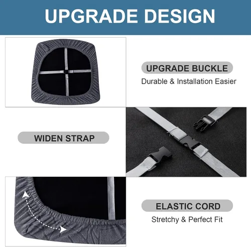 Miniatura 4 de Genina Fundas de asiento impermeables para sillas de comedor, fundas de asiento elásticas para sillas de comedor, extraíbles y lavables, fundas