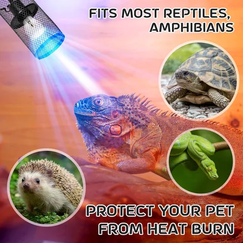 Miniatura 5 de VIHOSE Protector de lámpara de calor para reptiles con emisor de calor de cerámica de 150 W, soporte de lámpara de calefacción antiquemaduras, jaula