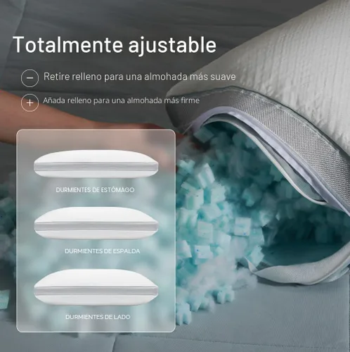 Miniatura 2 de Coop Home Goods Cool+ - Almohada ajustable, almohadas de espuma viscoelástica en forma de tamaño Queen Plus con gel refrescante, para espalda