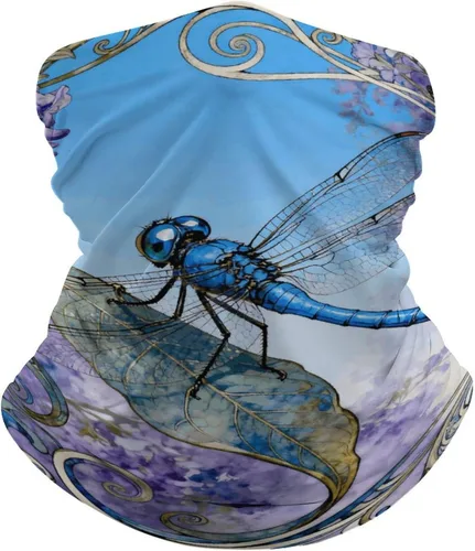 Sun UV Protection Neck Gaiter Upf 50+ Balaclava Ski Dragonfly Jacaranda Leaf Face Mask Summer Face Cover Scarf Breathable Bandana for Fishing