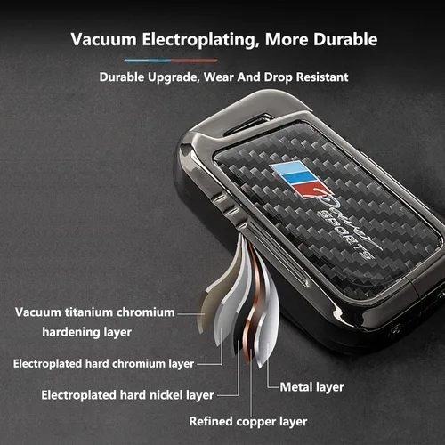 Miniatura 21 de Funda para llavero BMW con llavero, fibra de carbono real, protección de aleación de zinc, compatible con BMW 1 3 4 5 6 7 Series X1 X3 X4 M5 M6 GT3