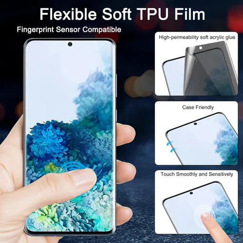 Miniatura 5 de Paquete de 2 protectores de pantalla de privacidad para Galaxy S20 Plus, película adhesiva completa mate de TPU suave y flexible