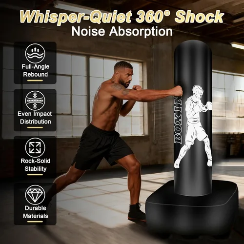 Miniatura 2 de Punching Bag for Adults, 70" Boxing Bag with Stand, Freestanding Heavy Bag with Boxing Gloves, Reflex Ball Set, Kickboxing Bag Training Equipment