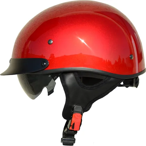 Miniatura 6 de Vega Warrior Casco de media cara para motocicleta con protector solar/Tamaño ajustable DOT Casco de calavera de media cara para bicicleta, crucero