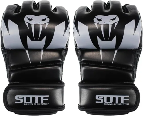 Miniatura 3 de SOTF Guantes de boxeo para adultos, guantes de entrenamiento de artes marciales mixtas, guantes de boxeo de lucha y dedos abiertos para mujeres