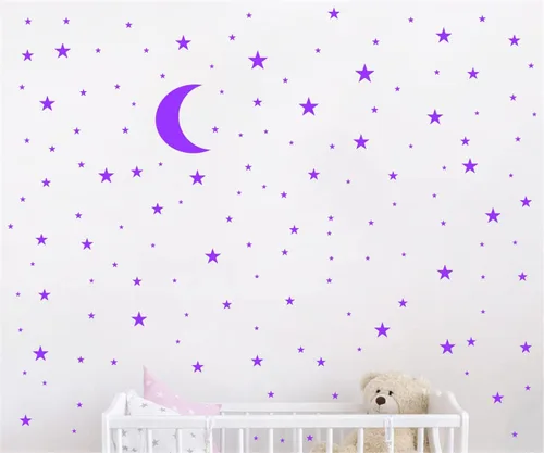 Miniatura 9 de Vinilo adhesivo de pared con diseño de luna y estrellas para niños y niñas, decoración de habitación de bebé, decoración de pared para el hogar