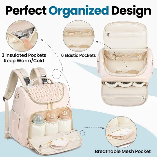 Miniatura 7 de Tealari Mochila de pañales convertible 4 en 1, bolsa de pañales impermeable para bebé con cambiador, se convierte en bolsa de bebé, mochila
