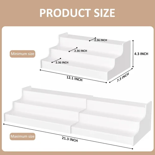 Miniatura 2 de Sezanrpt Organizador expandible de 3 niveles, estante de exhibición de encimera de cocina blanco, organizador de condimentos para gabinete