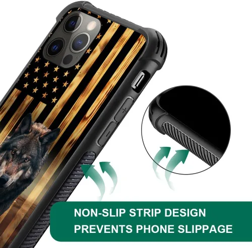 Miniatura 3 de DAIZAG Compatible con iPhone 13 Pro Max, Funda de TPU Protectora Anti-Arañazos Todo En Uno, Fundas para Hombre Mujer - Motivo de Madera Americana