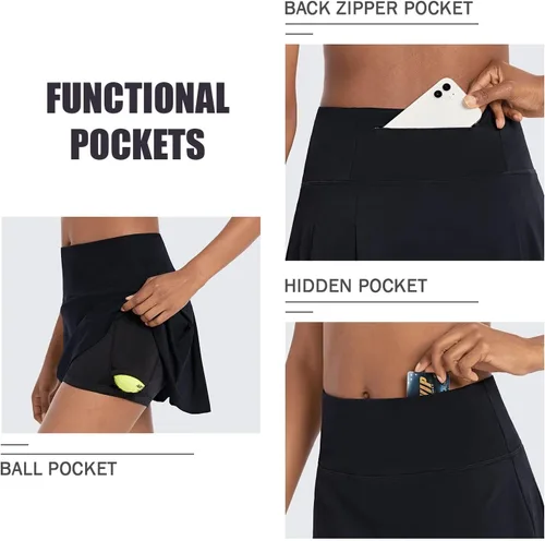 Miniatura 4 de BALEAF - Falda pantalón de verano para mujer, diseño de tiro alto, de 13pulgadas, con 4 bolsillos, para tenis, golf, correr o entrenar.