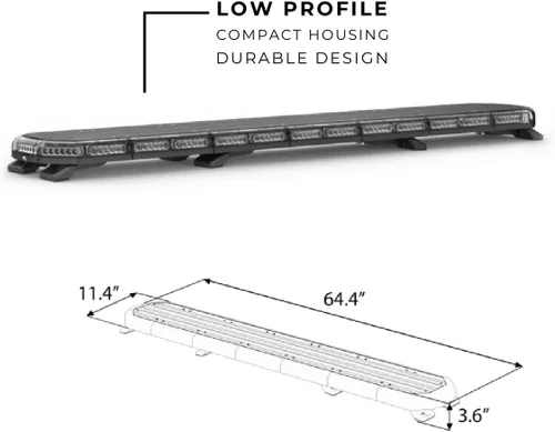 Miniatura 6 de SpeedTech Lights K-Force Elite 65 TIR - Barra de luz estroboscópica LED para remolque, arados, construcción, camión de servicio (ámbar/ámbar)