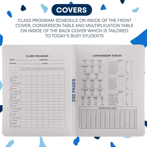 Miniatura 8 de Emraw cuaderno de composición con cubierta de estilo mármol de color blanco y negro, con 100 páginas de papel blanco con renglones angostos, 2