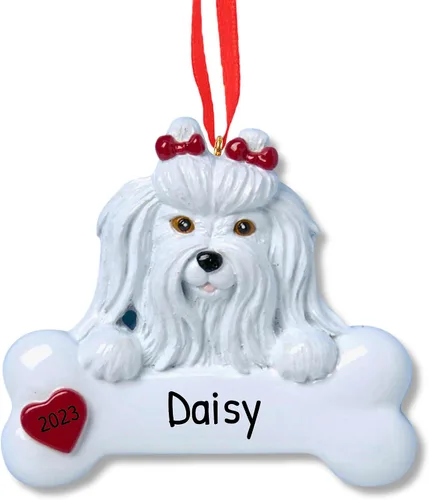 Miniatura 10 de Adornos de Navidad personalizados para perros 2024 – Adornos navideños de hueso de perro Husky para amantes de los perros, adorno de primera Navidad