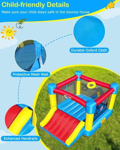 Miniatura 4 de Casa inflable para saltar para niños de 3 a 8 años - Zona de salto más grande de 2.01m x 2.56m, castillo inflable para saltar para niños grandes