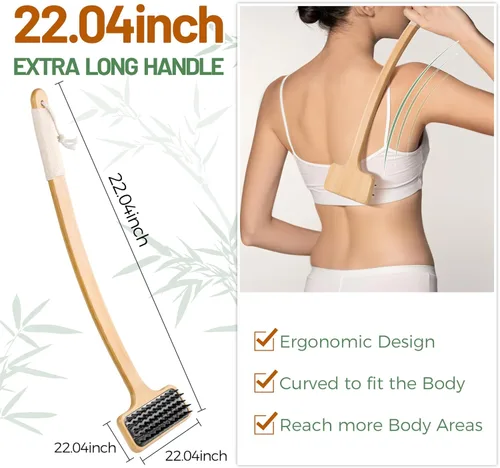 Miniatura 3 de NURENDER Rascador de espalda para hombres, rascador de espalda de bambú de mango extra largo de 22 pulgadas, masajeador de espalda 2 en 1 y rascador