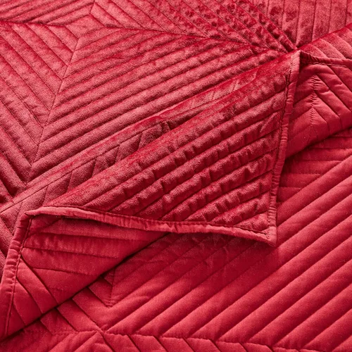Miniatura 4 de Greenland Home Fashions Juego de edredón de terciopelo finamente cosido, 2 piezas, individual, rojo Riviera
