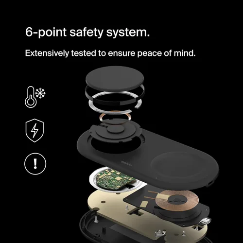 Miniatura 5 de Belkin Almohadilla de carga inalámbrica 2 en 1 con Qi2 de 15 W + puerto USB-C adicional - Cargador compatible con MagSafe, estación de carga