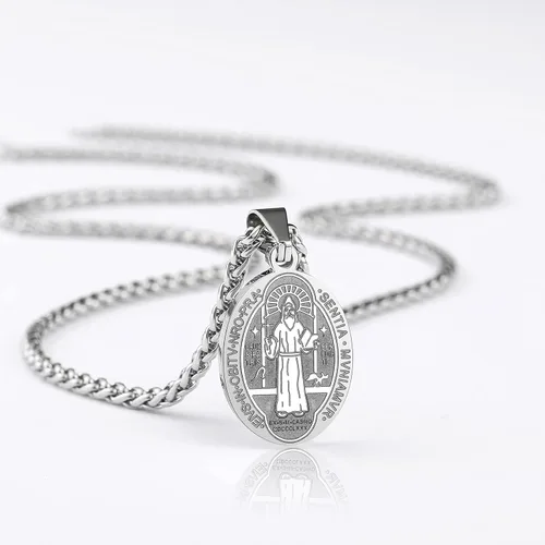 Miniatura 2 de P. BLAKE Collar ovalado de San Cristóbal, Miguel, José, Jude/Virgen María/José/Francisco/Patrick/Anthony/Benedict/Thomas para hombres y mujeres