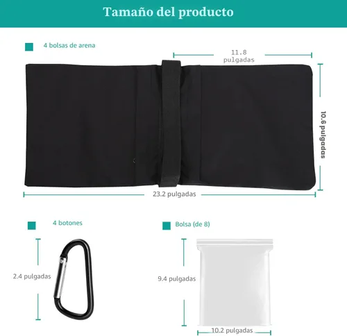 Miniatura 5 de Aimosen 4 paquetes de bolsas de arena con peso para trípode de fotografía y equipo de video, bolsa de silla de montar resistente para soporte
