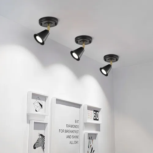 Miniatura 3 de Lámpara de techo moderna de montaje empotrado, cabezal direccional ajustable, luces negras para interiores, luz de pista única montada