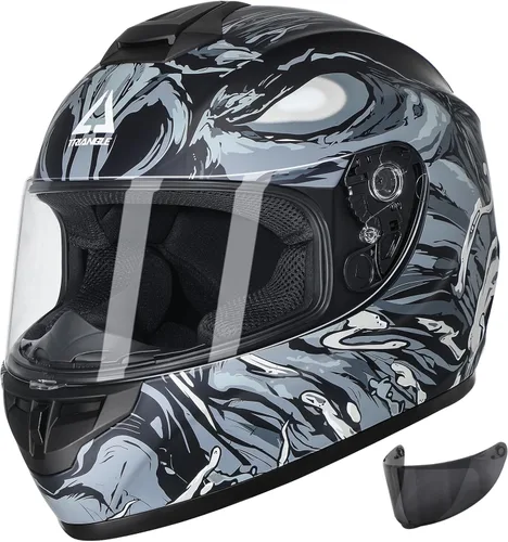 Triangle Casco de moto integral "Graffiti Cross" Street Bike [DOT], M Gris