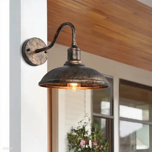 Miniatura 2 de Paquete de 2 luces de pared para exteriores, 9.3 pulgadas, cuello de cisne, lámpara vintage de bronce impermeable para porche, aplique de pared