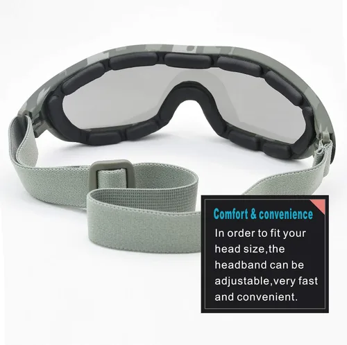 Miniatura 5 de Viriber Gafas de motocicleta - Gafas de protección UV para exteriores, gafas de combate a prueba de polvo Gafas militares