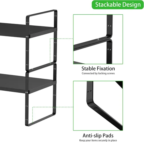 Miniatura 3 de Estante de almacenamiento expandible apilable para cocina, baño, despensa, armario de especias, encimera, escritorio de oficina en casa, resistente