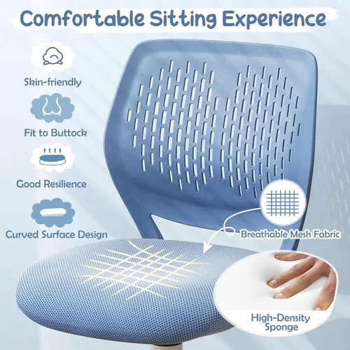 Miniatura 7 de MEDIMALL Silla de escritorio para niños, silla de oficina ergonómica azul para niños de 8 a 12 años con soporte lumbar, silla de escritorio