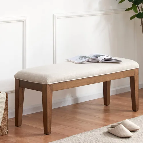 Miniatura 13 de HUIMO Banco de entrada, cuero negro, madera maciza, duradero y resistente al desgaste PU-Negro