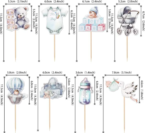 Miniatura 2 de 40 PIEZAS Oh Baby Cupcake Toppers Cisne Chupete Mameluco Carrito de Bebé Oso Niña Cupcake Picks Es un Niño Decoraciones de Baby Shower para Niños