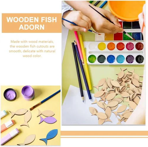 Miniatura 9 de EXCEART 100 piezas de decoración de recortes de pescado sin terminar adornos colgantes recortes artesanales rebanadas de pescado sin terminar