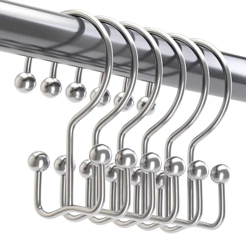 Miniatura 27 de Titanker Ganchos Anillos para Cortina de Ducha, Ganchos de Ducha de Metal de Doble Deslizamiento Resistentes al Óxido para Barras de Cortinas