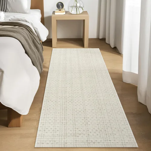 Miniatura 9 de Alfombra de baño estilo bohemio, 2 x 3 pies, alfombra de algodón tejida a mano para entrada, reversible, lavable, alfombra estilo granja, color Negro