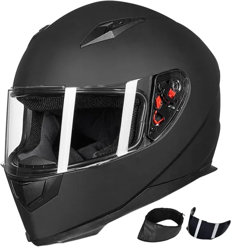 Miniatura 10 de ILM - Casco integral para motocicleta y bicicleta urbana, con bufanda de invierno extraíble, 2 viseras, modelo aprobado por DOT JK313