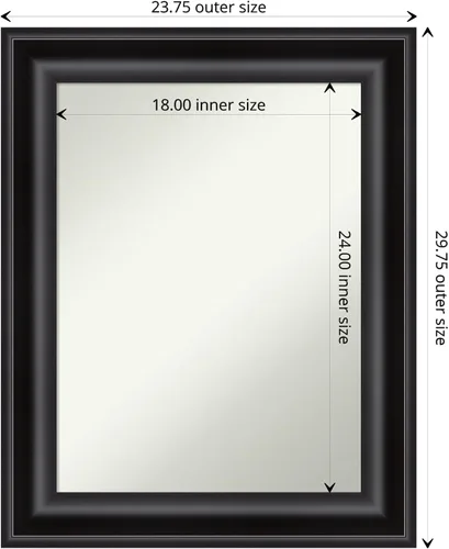 Miniatura 4 de Amanti Art Espejo de baño no biselado (29.75 x 23.75 pulgadas), marco negro grande, espejo de pared negro, mediano