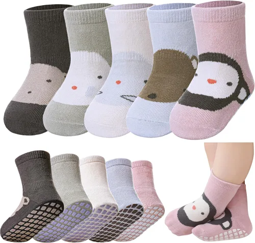 Miniatura 12 de LANLEO Calcetines para bebé y niños pequeños con agarre, calcetines antideslizantes para bebés, niñas y niños, con pinzas, de 6 meses a 5 años