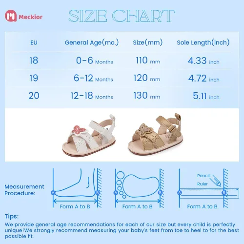 Miniatura 93 de Meckior Sandalias de verano con punta abierta y suave de piel sintética para bebés y niñas pequeñas