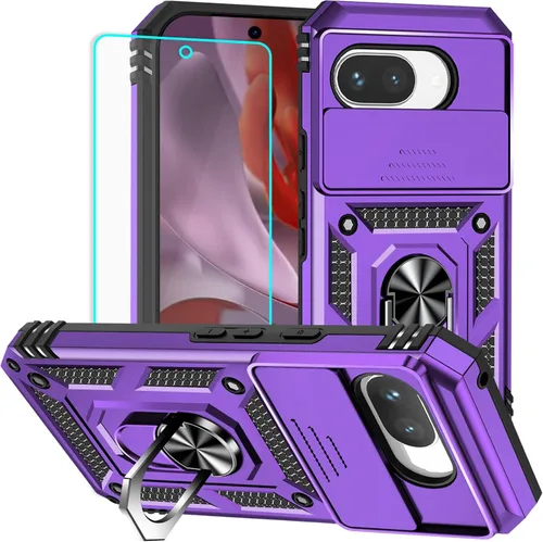 Miniatura 24 de HNHYGETE Funda para Pixel 6a con protector de pantalla HD, soporte giratorio de grado militar de 360° (resistente) a prueba de golpes para Google