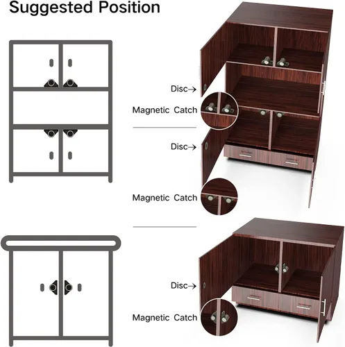 Miniatura 5 de Cierre magnético para puerta, paquete de 4 imanes de tierra rara para puerta de gabinete, color bronce