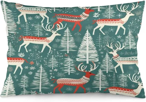 Miniatura 16 de Fundas de almohada refrescantes con diseño de reno burdeos, fundas de almohada lumbar para exteriores con cremallera invisible, funda de almohada