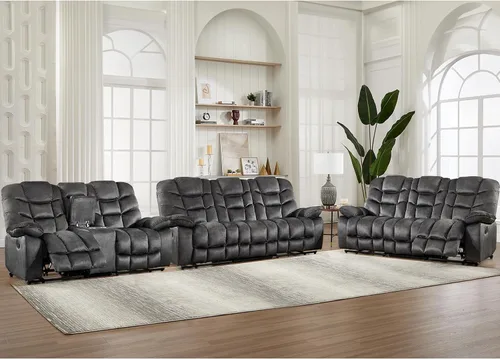 Miniatura 28 de HAOMARKETS Silla reclinable eléctrica con masaje y calor, sillas reclinables eléctricas de 41 pulgadas de ancho con puerto USB, sofá reclinable