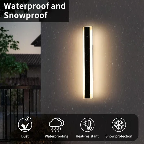 Miniatura 5 de Luces de Pared Modernas para Exterior de Casa, Apliques de Pared al Aire Libre de 23.6 Pulgadas, 3 Luces Color 3000K/4500K/6000K, Resistente al Agua
