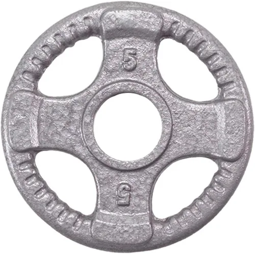 Miniatura 4 de Body-Solid Juego de discos olímpicos de hierro fundido con diseño de agarre cuádruple, pesas libres, placas de mancuernas, agujero estándar de 2