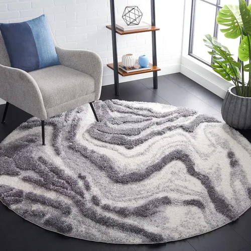 Miniatura 7 de SAFAVIEH Hi-Lo Shag Collection - Alfombra para pasillo, 2 pies 2 pulgadas x 8 pies, color gris y gris claro, diseño abstracto, no desprende pelusa