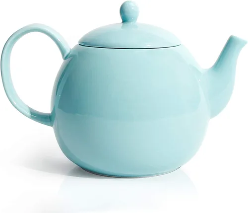 Miniatura 8 de Sweese Tetera de porcelana de 27 onzas con infusor para té de hojas sueltas, gris azulado