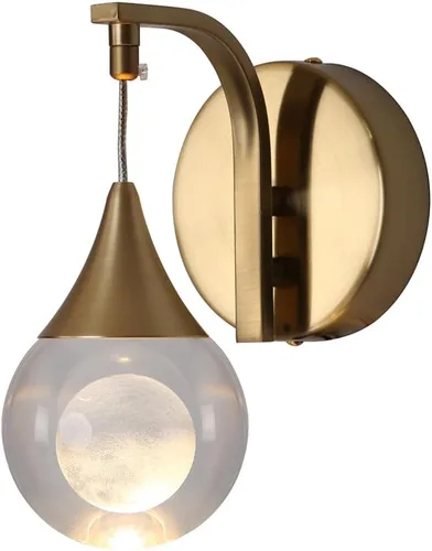 Aplique de pared de luna para interiores, lámpara de pared de cristal, moderna, regulable, luz LED de pared para dormitorio, baño, sala de estar,