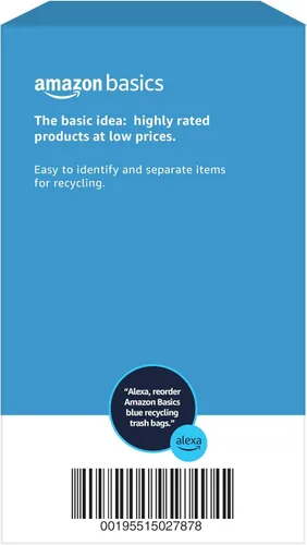 Miniatura 5 de Bolsas de basura Amazon Basics azules para reciclaje, sin olor, 13 galones, 60 unidades, paquete de 1