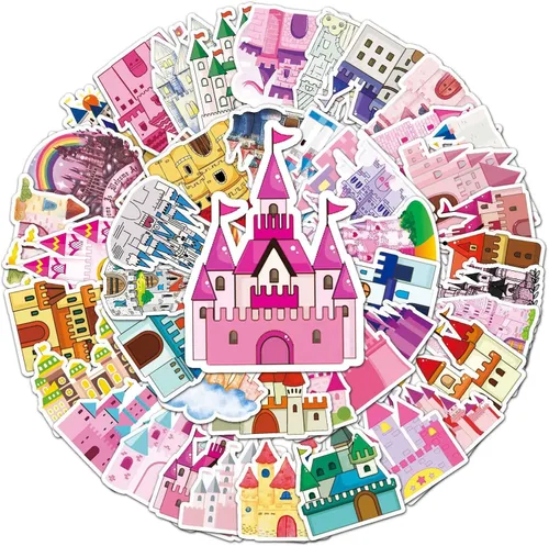 Miniatura 3 de Adhesivo de castillo de ensueño para niños, niñas, adolescentes, niños, calcomanías románticas de cuento de hadas, calcomanías para laptop